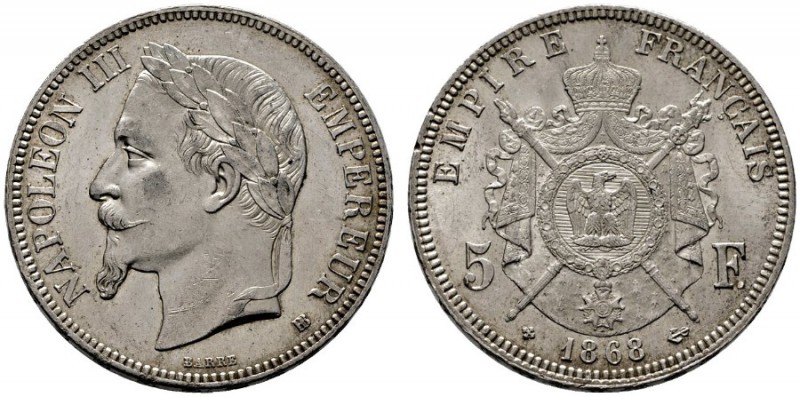  EUROPA UND ÜBERSEE   FRANKREICH   Napoleon III. 1852-1870   (D) 5 Francs 1868 B...