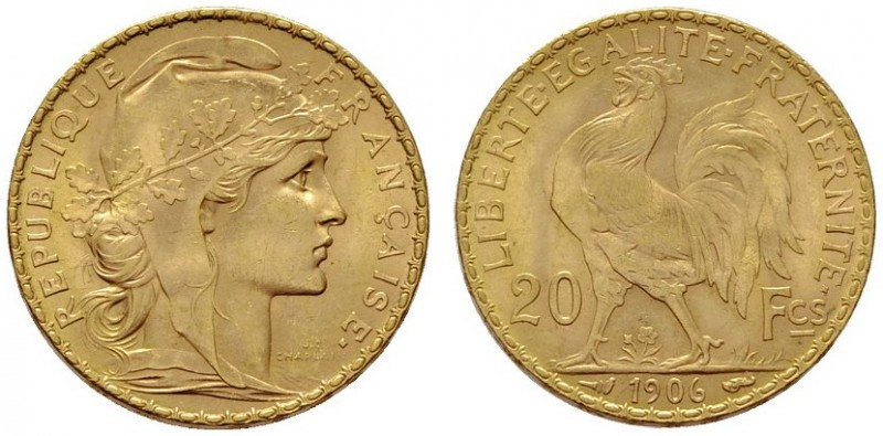  EUROPA UND ÜBERSEE   FRANKREICH   3. Republik 1870-1940   (B) 20 Francs 1906  G...