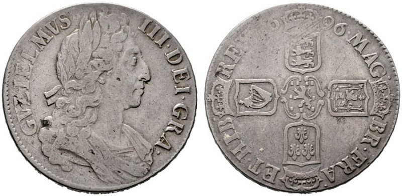  EUROPA UND ÜBERSEE   GROSSBRITANNIEN   Wilhelm III. 1694-1702   (D) Crown 1696 ...