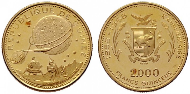 EUROPA UND ÜBERSEE   GUINEA   (B) 2000 Francs Guineens 1969 in original Etui KM...