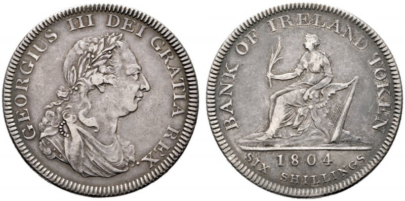  EUROPA UND ÜBERSEE   IRLAND   Georg III. (1760-1820)   (D) 6 Shillings 1804 Soh...