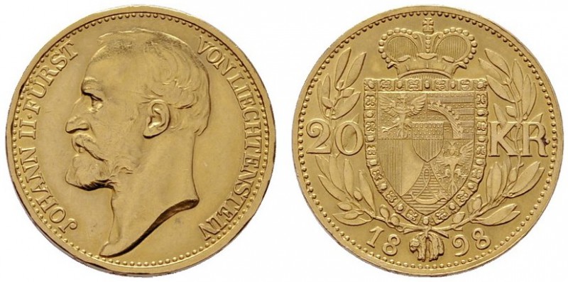  EUROPA UND ÜBERSEE   LIECHTENSTEIN   Johann II. 1858-1929   (B) 20 Kronen 1898 ...