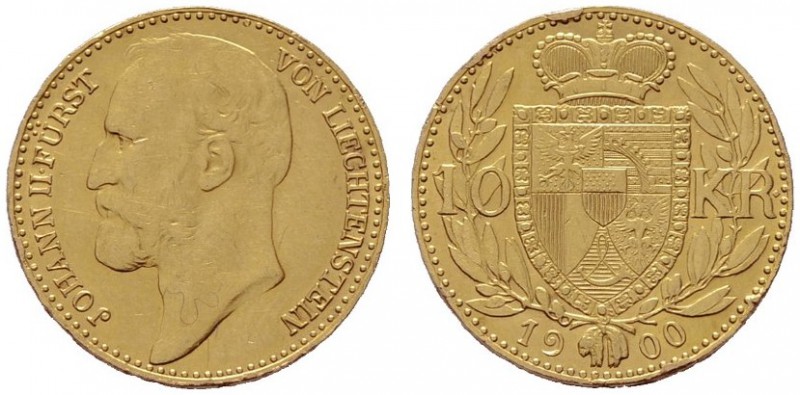  EUROPA UND ÜBERSEE   LIECHTENSTEIN   Johann II. 1858-1929   (B) 10 Kronen 1900 ...