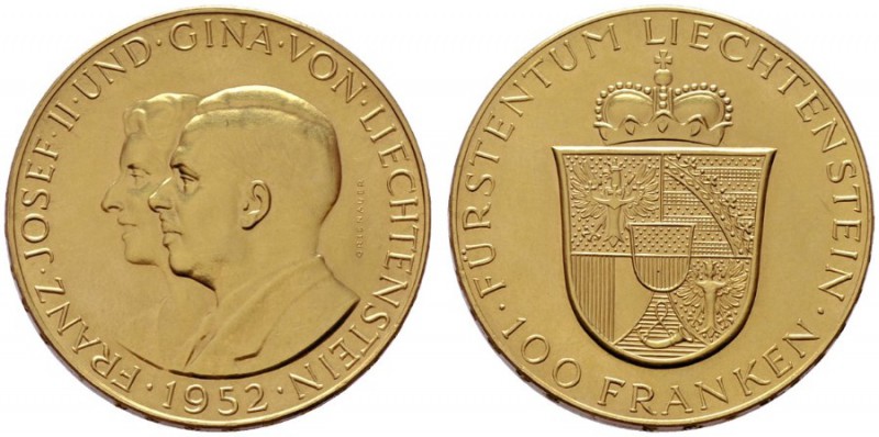  EUROPA UND ÜBERSEE   LIECHTENSTEIN   Franz Joseph II. 1938-1989   (B) 100 Frank...