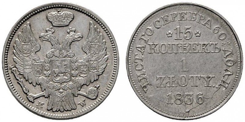  EUROPA UND ÜBERSEE   POLEN   Kongreßpolen   (D) Nikolaus I. 1825-1855 15 Kopeke...