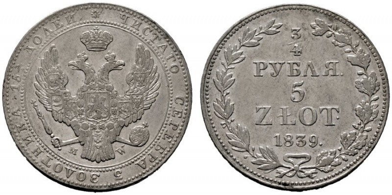  EUROPA UND ÜBERSEE   POLEN   Kongreßpolen   (D) Nikolaus I. 1825-1855 3/4 Rubel...