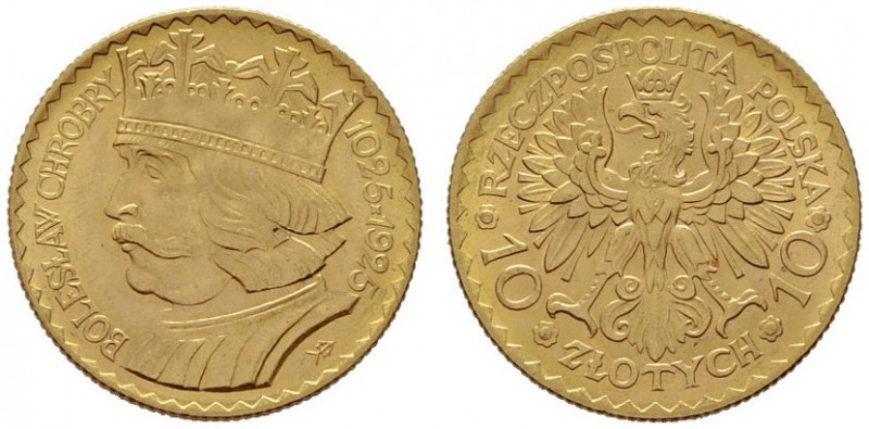  EUROPA UND ÜBERSEE   POLEN   Republik   (B) 10 Zloty 1925 Warschau (3,22 g); 90...