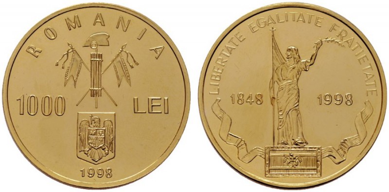  EUROPA UND ÜBERSEE   RUMÄNIEN   Republik   (B) 1000 Lei 1998 (31,11 g); Revolut...