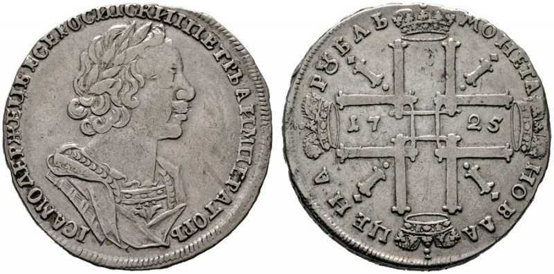  EUROPA UND ÜBERSEE   RUSSLAND   Peter I. 1682-1725   (D) Rubel 1725 Moskau, Rot...
