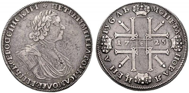 EUROPA UND ÜBERSEE   RUSSLAND   Peter I. 1682-1725   (D) Sonnenrubel 1725 СПБ, ...