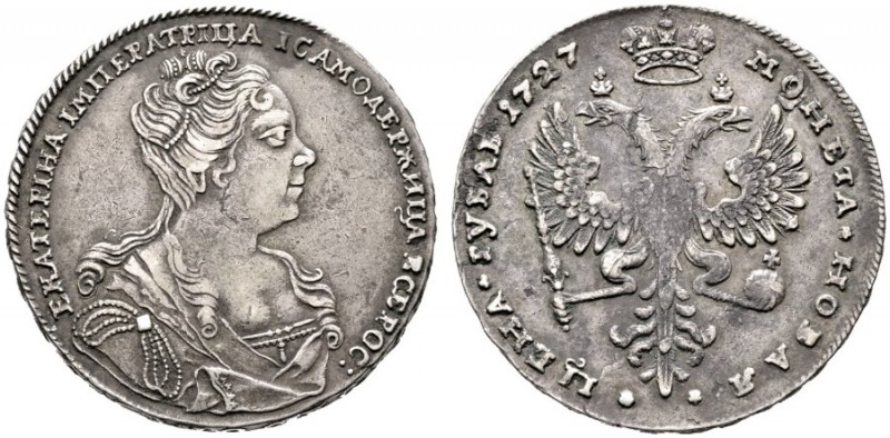  EUROPA UND ÜBERSEE   RUSSLAND   Katharina I. 1725-1727   (D) Rubel 1727 Moskau,...