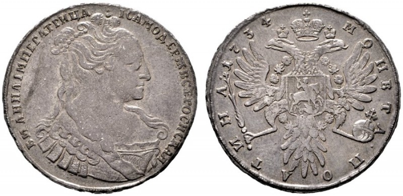  EUROPA UND ÜBERSEE   RUSSLAND   Anna 1730-1740   (D) Poltina (1/2 Rubel) 1734 M...