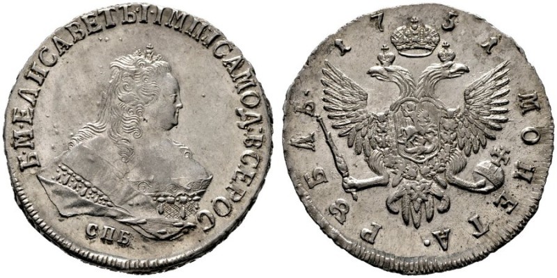  EUROPA UND ÜBERSEE   RUSSLAND   Elisabeth 1741-1762   (D) Rubel 1751 СПБ, St. P...