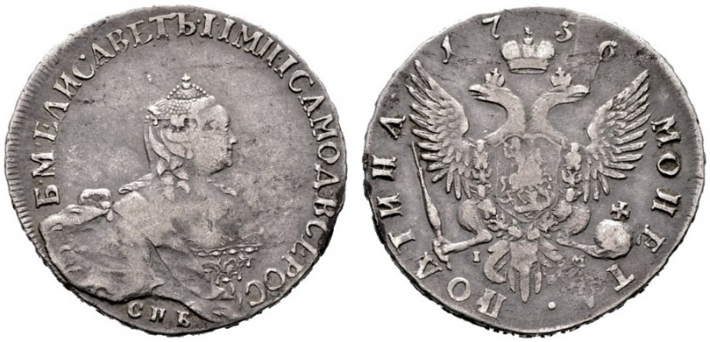  EUROPA UND ÜBERSEE   RUSSLAND   Elisabeth 1741-1762   (D) Poltina (1/2 Rubel) 1...