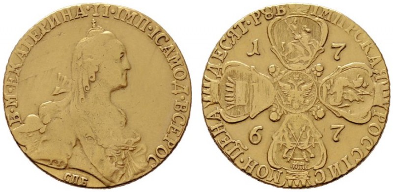  EUROPA UND ÜBERSEE   RUSSLAND   Katharina II. 1762-1796   (D) 10 Rubel 1767 СПБ...