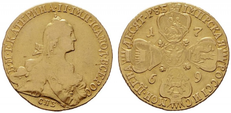  EUROPA UND ÜBERSEE   RUSSLAND   Katharina II. 1762-1796   (D) 10 Rubel 1769 СПБ...