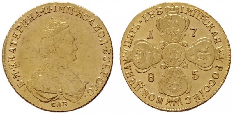  EUROPA UND ÜBERSEE   RUSSLAND   Katharina II. 1762-1796   (D) 5 Rubel 1785 СПБ,...