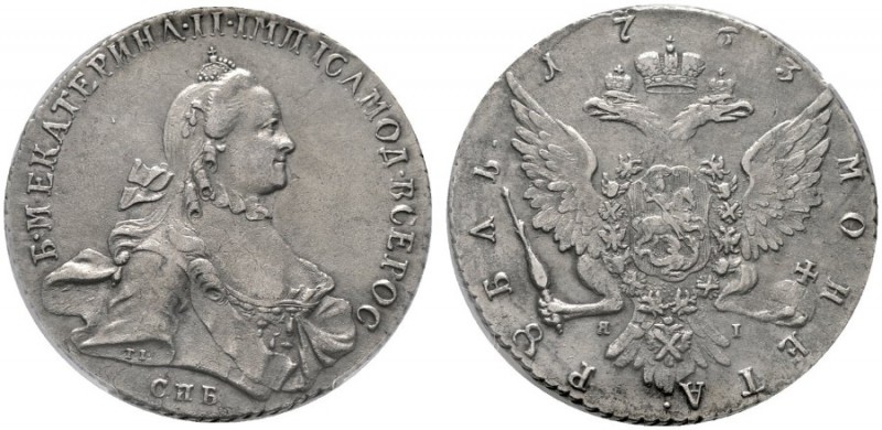  EUROPA UND ÜBERSEE   RUSSLAND   Katharina II. 1762-1796   (D) Rubel 1763 СПБ–ЯI...