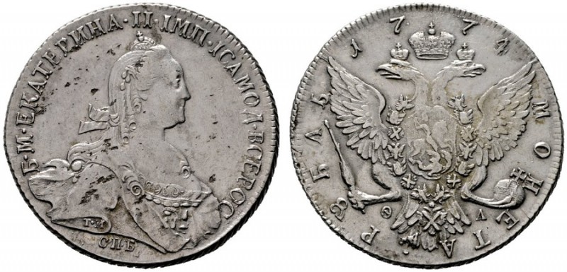 EUROPA UND ÜBERSEE   RUSSLAND   Katharina II. 1762-1796   (D) Rubel 1774 СПБ-ΘA...