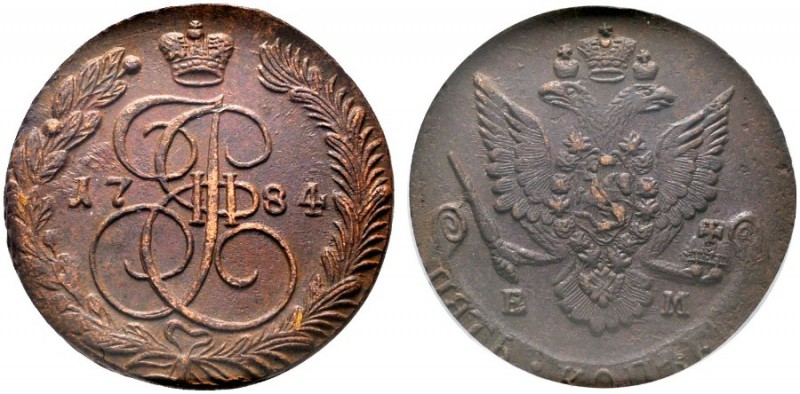  EUROPA UND ÜBERSEE   RUSSLAND   Katharina II. 1762-1796   (D) 5 Kopeken 1784 EM...