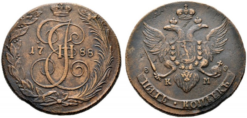  EUROPA UND ÜBERSEE   RUSSLAND   Katharina II. 1762-1796   (D) 5 Kopeken 1788 KM...