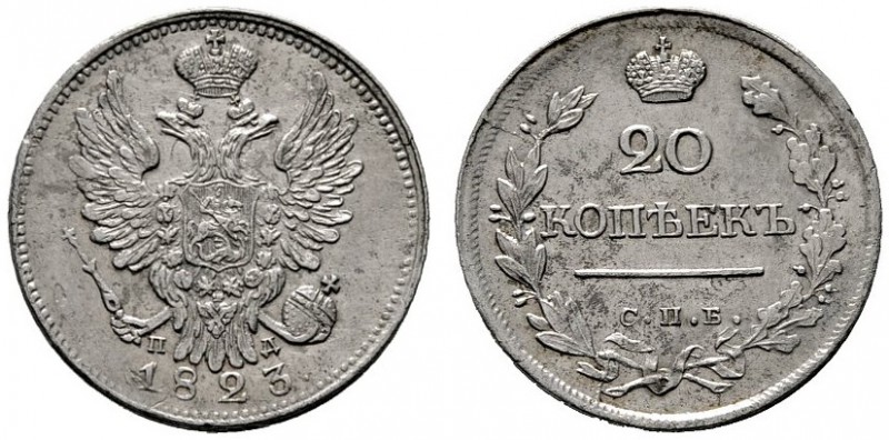  EUROPA UND ÜBERSEE   RUSSLAND   Alexander I. 1801-1825   (D) 20 Kopeken 1823 СП...