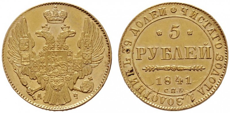  EUROPA UND ÜBERSEE   RUSSLAND   Nikolaus I. 1825-1855   (B) 5 Rubel 1841 СПБ-АЧ...
