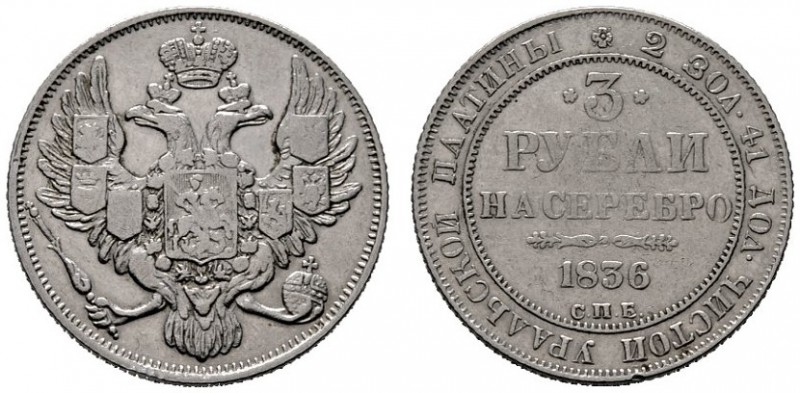  EUROPA UND ÜBERSEE   RUSSLAND   Nikolaus I. 1825-1855   (D) 3 Rubel 1836 СПБ, S...