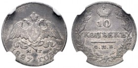  EUROPA UND ÜBERSEE   RUSSLAND   Nikolaus I. 1825-1855   (D) 10 Kopeken 1827 СПБ-НГ, St. Petersburg. In NGC-Holder:XF40. Ex. Prokop Slg., Bitkin:144 s...