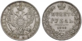 EUROPA UND ÜBERSEE   RUSSLAND   Nikolaus I. 1825-1855   (D) Rubel 1846 СПБ-ПА, St. Petersburg Bitkin:208 s.sch./vzgl.