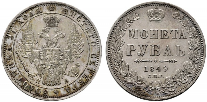 EUROPA UND ÜBERSEE   RUSSLAND   Nikolaus I. 1825-1855   (D) Rubel 1849 СПБ-ПА, ...