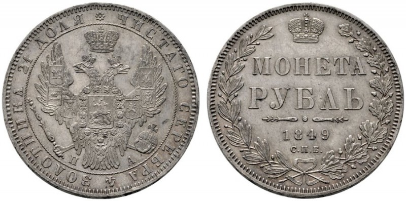  EUROPA UND ÜBERSEE   RUSSLAND   Nikolaus I. 1825-1855   (D) Rubel 1849 СПБ-ПА, ...
