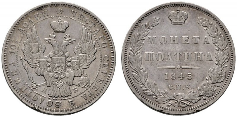  EUROPA UND ÜBERSEE   RUSSLAND   Nikolaus I. 1825-1855   (D) Poltina (1/2 Rubel)...