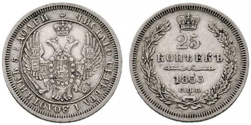  EUROPA UND ÜBERSEE   RUSSLAND   Nikolaus I. 1825-1855   (D) 25 Kopeken 1853 ohn...
