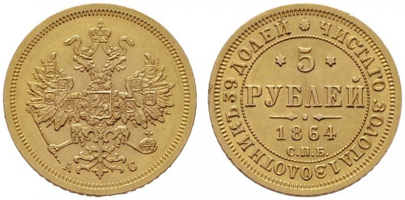  EUROPA UND ÜBERSEE   RUSSLAND   Alexander II. 1855-1881   (B) 5 Rubel 1864 СПБ-...