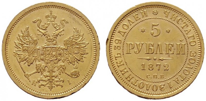  EUROPA UND ÜBERSEE   RUSSLAND   Alexander II. 1855-1881   (B) 5 Rubel 1872 СПБ-...