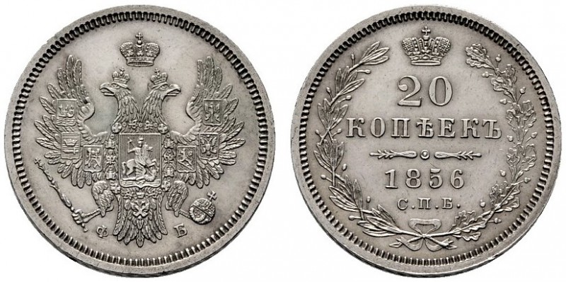  EUROPA UND ÜBERSEE   RUSSLAND   Alexander II. 1855-1881   (D) 20 Kopeken 1856 С...