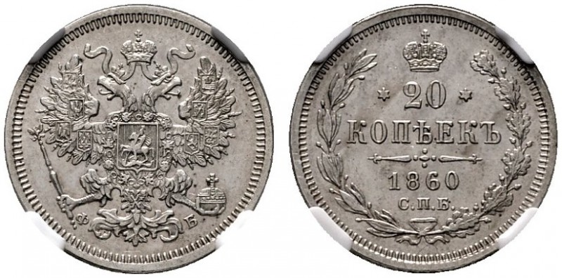 EUROPA UND ÜBERSEE   RUSSLAND   Alexander II. 1855-1881   (D) 20 Kopeken 1860 С...