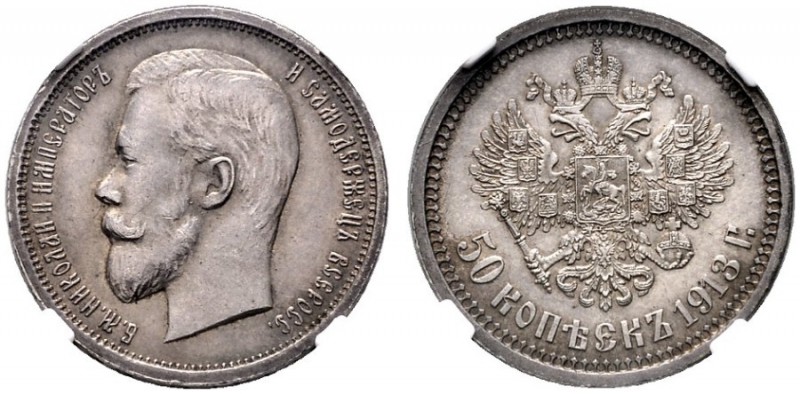  EUROPA UND ÜBERSEE   RUSSLAND   Nikolaus II. 1894-1917   (D) 50 Kopeken 1913 BC...