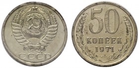  EUROPA UND ÜBERSEE   RUSSLAND   UdSSR   (D) Lot 10 Stk.: Münzsatz 1971. 1 Kopeke bis 1 Rubel und kl. Medaille, original verschweist KM:MS12  RR stplf...