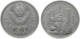  EUROPA UND ÜBERSEE   RUSSLAND   Russische Föderation seit 1992   (D) 150 Rubel 1979 Olympiade. KM:Y175  Platin stplfr.