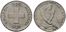  EUROPA UND ÜBERSEE   SCHWEIZ   Eidgenossenschaft   (D) 5 Franken 1939. Laupen HMZ:2-1223b vzgl.