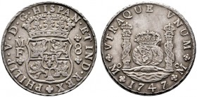  EUROPA UND ÜBERSEE   SPANIEN   (D) Philipp V. 1700-1746 8 Reales 1747 MF, Mexiko Cayon:9466; min. Randfehler s.sch.