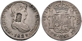  EUROPA UND ÜBERSEE   SPANIEN   (D)  Ferdinand VII. 1808-1833 8 Reales 1821, Mexiko mit portugiesischer Kontermarke KM:440.15 s.sch./f.vzgl.