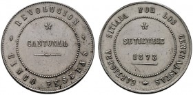  EUROPA UND ÜBERSEE   SPANIEN   (D) 1. Republik 1873-1874 5 Pesetas 1873, Cartagena Cayon:17446; kl. Stempelfehler f.vzgl.