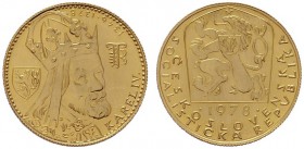  EUROPA UND ÜBERSEE   TSCHECHOSLOWAKEI   Republik 1918-1992   (D) Dukat 1978 (3,49 g); 600. Tod v. Karl IV. KM:XM28  Gold vzgl.