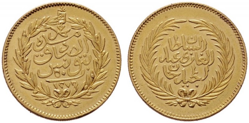  EUROPA UND ÜBERSEE   TUNESIEN   (D)  Muhammad ad-Sadiq Bey 1859-1882  (1276-129...