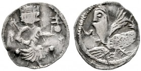  EUROPA UND ÜBERSEE   UNGARN   (D) Wenzel 1301-1305 Denar, o.J. Av.: Thronender König. Rv.: Harpyie n.l. in verkehrter Stellung. Hu:434a.  RR s.sch.