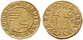  EUROPA UND ÜBERSEE   UNGARN   (D) Wladislaus I. 1440-1444 Goldgulden o.J. (1441) Hermannstadt (3,57 g); Pohl:F1-1, AL:22/7A  Gold f.vzgl.