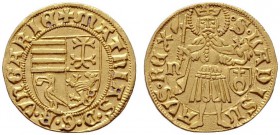  EUROPA UND ÜBERSEE   UNGARN   (D) Matthias Corvinus 1458-1490 Goldgulden o.J. (1467) Nagybanya (3,48 g); Pohl:K1-20, AL:36/20  Gold vzgl.